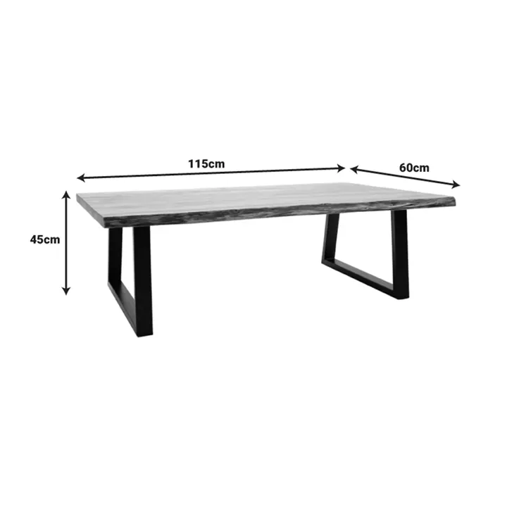 Miles Slim pakoworld table solid acacia wood in natural shade with black metal legs 115x60x45cm