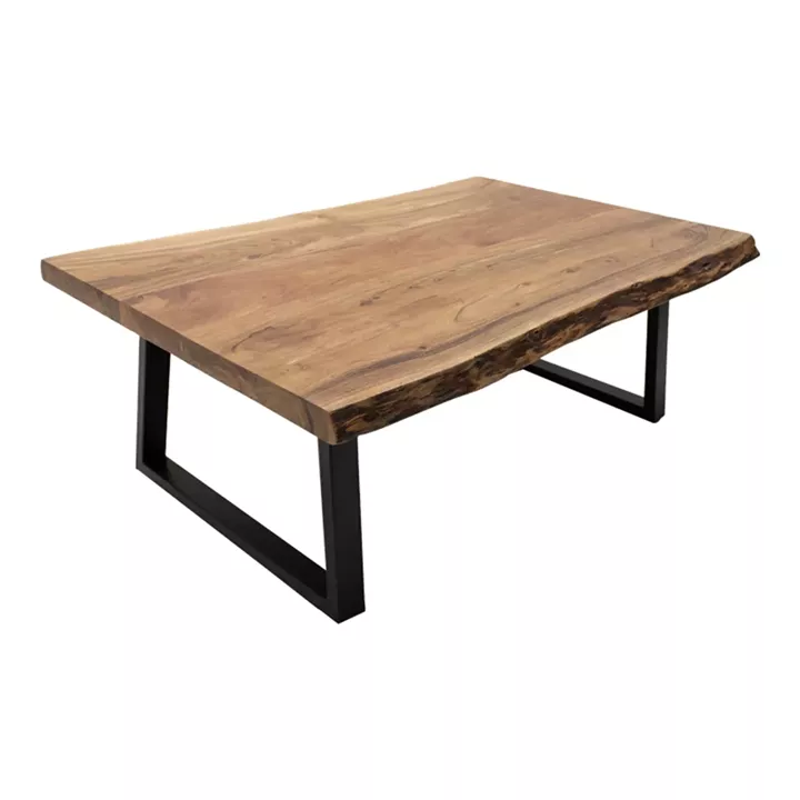 Miles Slim pakoworld table solid acacia wood in natural shade with black metal legs 115x60x45cm