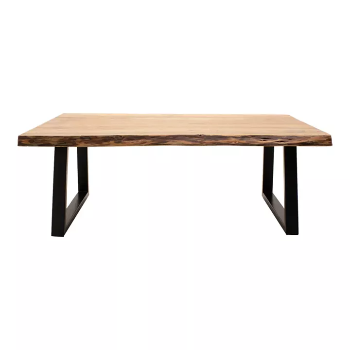 Miles Slim pakoworld table solid acacia wood in natural shade with black metal legs 115x60x45cm