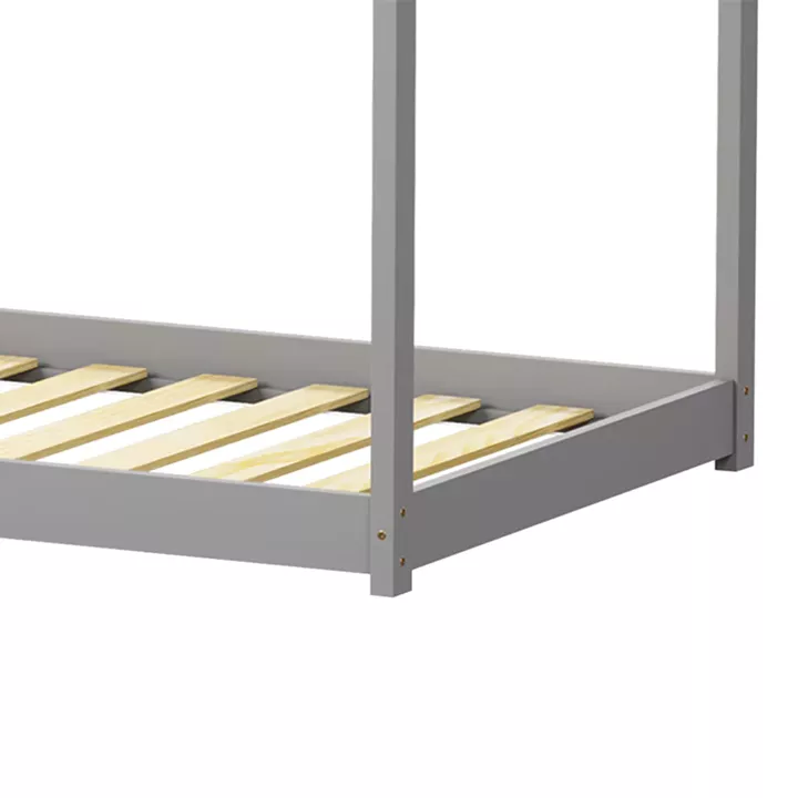 Children's bed Nino Montessori type pakoworld pine wood in grey shade 90x190cm