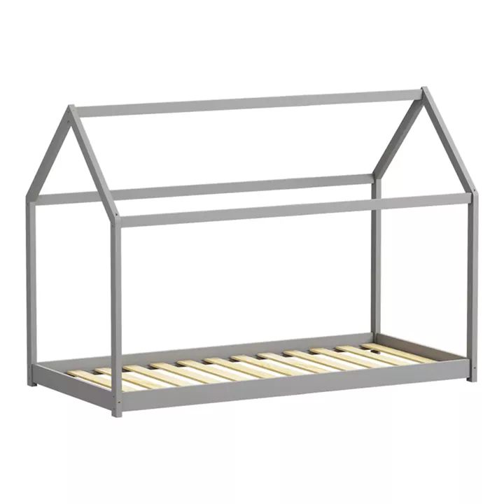 Children's bed Nino Montessori type pakoworld pine wood in grey shade 90x190cm