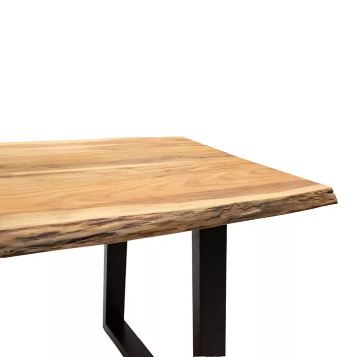 Miles Slim pakoworld table solid acacia wood in natural shade with black metal legs 180x90x76cm