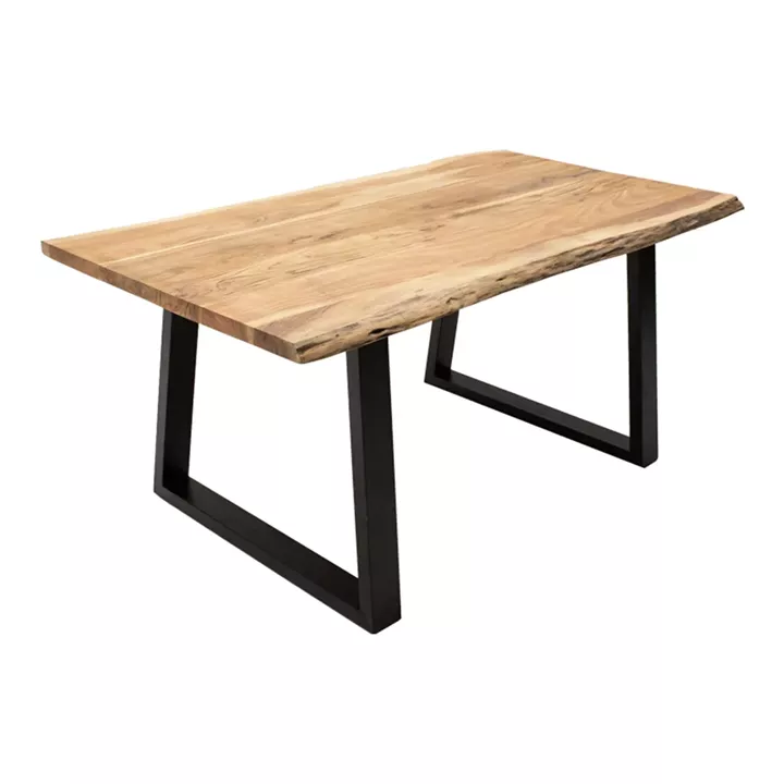 Miles Slim pakoworld table solid acacia wood in natural shade with black metal legs 180x90x76cm