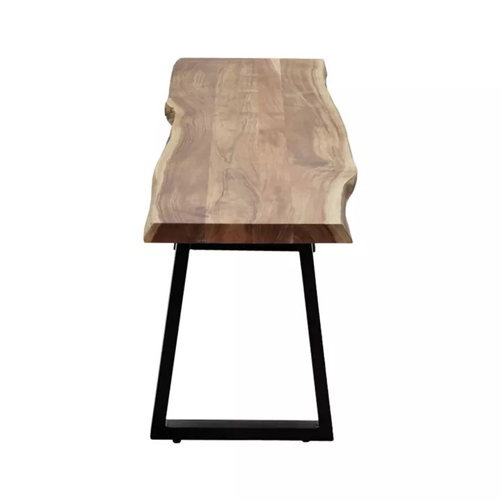 Miles Slim pakoworld bench solid acacia wood in natural shade with black metal legs 160x40x45cm