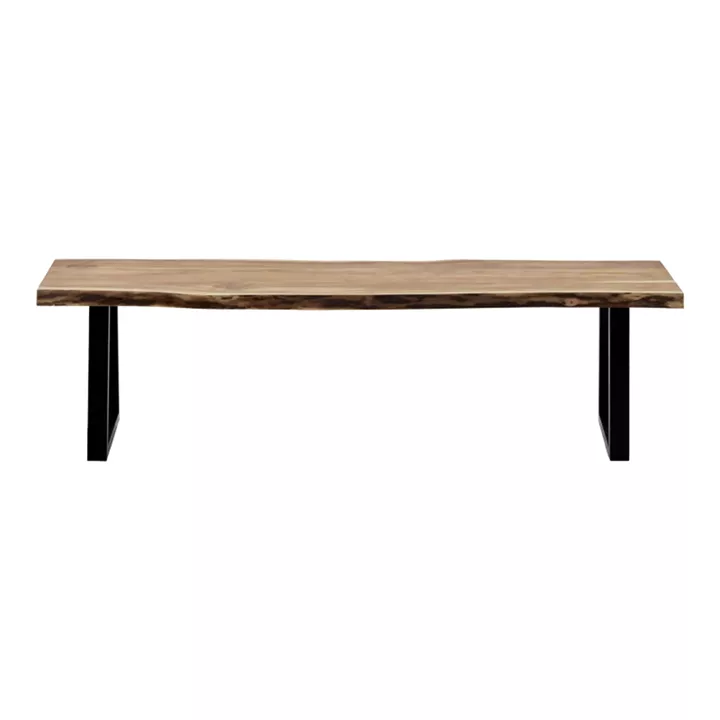 Miles Slim pakoworld bench solid acacia wood in natural shade with black metal legs 160x40x45cm