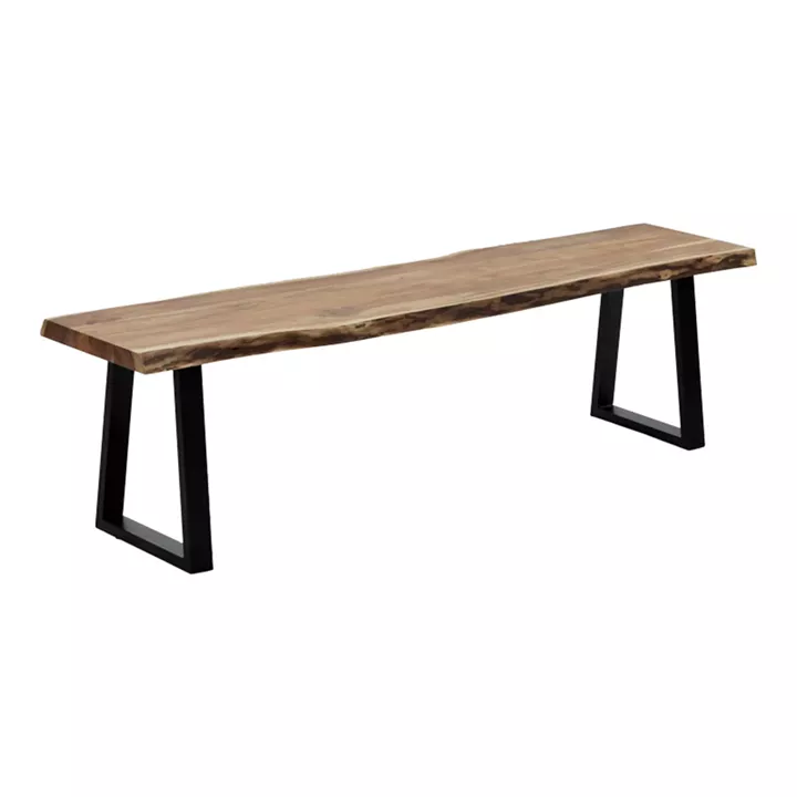 Miles Slim pakoworld bench solid acacia wood in natural shade with black metal legs 160x40x45cm