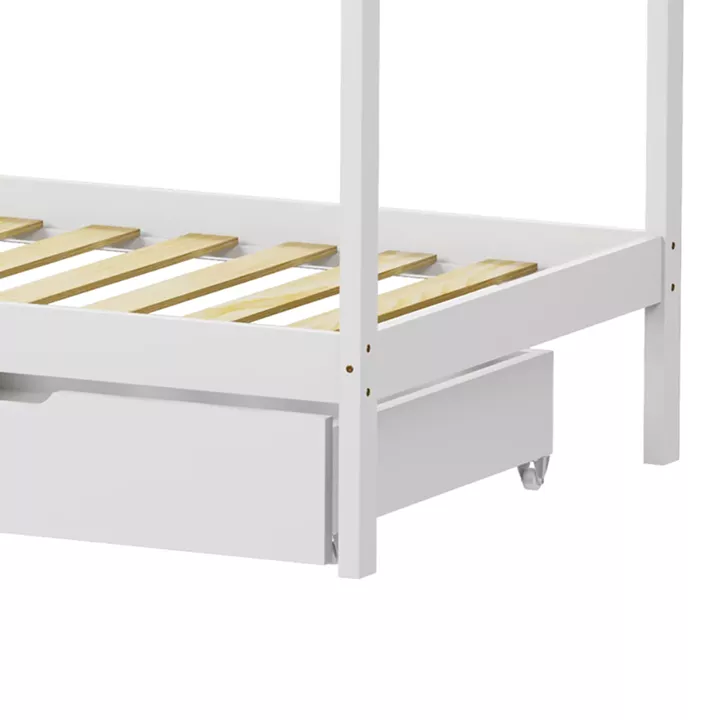 Παιδικό κρεβάτι Mellin τ.Montessori με 2 συρτάρια pakoworld ξύλο πεύκου σε λευκή απόχρωση 90x190εκ