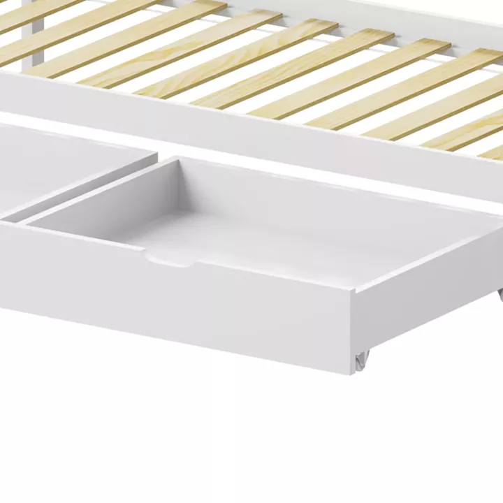 Παιδικό κρεβάτι Mellin τ.Montessori με 2 συρτάρια pakoworld ξύλο πεύκου σε λευκή απόχρωση 90x190εκ