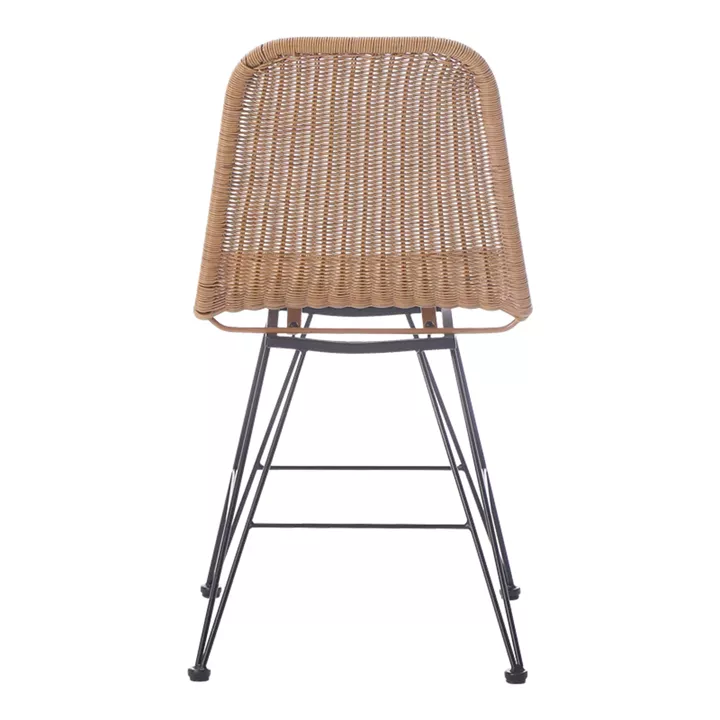 Pamela pakoworld pe rattan chair in natural shade and black metal legs 44x58x82cm
