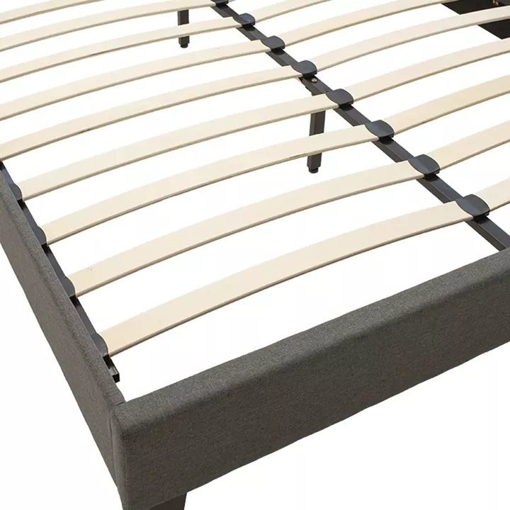 Double bed Mago pakoworld in dark grey fabric 150x200cm