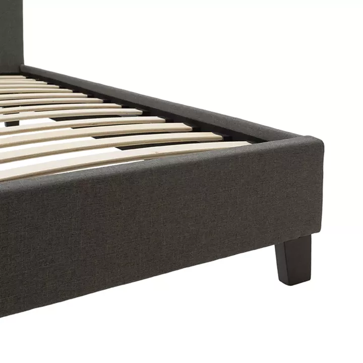 Double bed Mago pakoworld in dark grey fabric 150x200cm