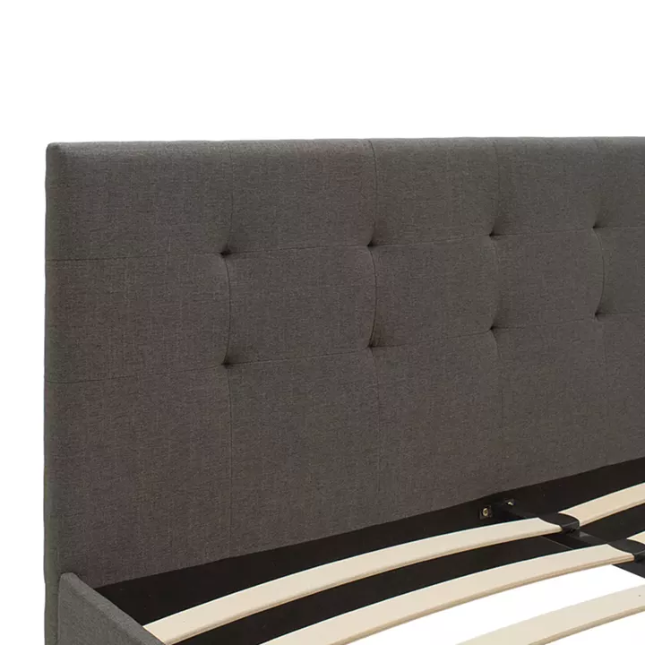 Double bed Mago pakoworld in dark grey fabric 150x200cm