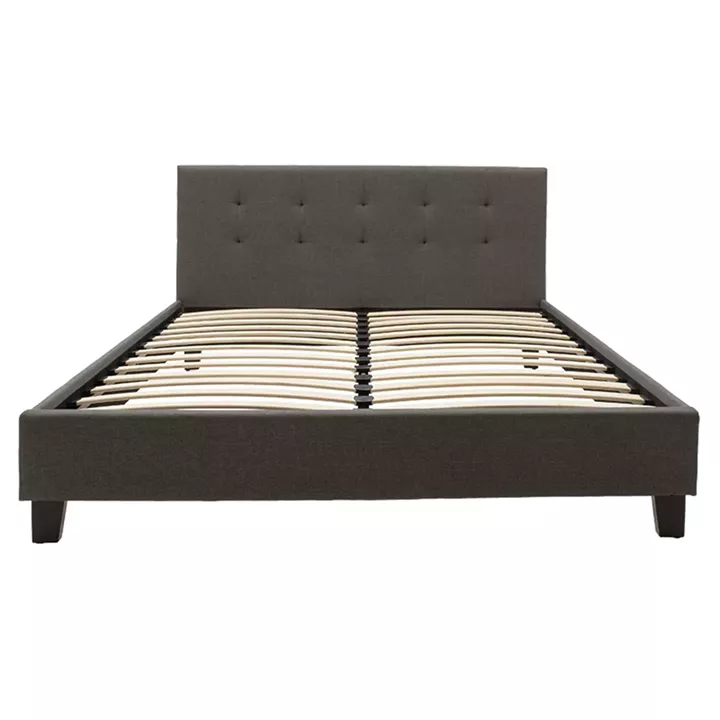 Double bed Mago pakoworld in dark grey fabric 150x200cm