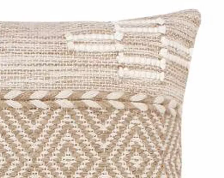 Mitto Inart jute-cotton cushion in beige-white shade 45x45x2cm