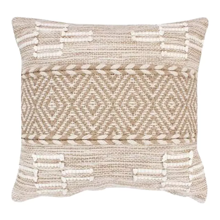Mitto Inart jute-cotton cushion in beige-white shade 45x45x2cm