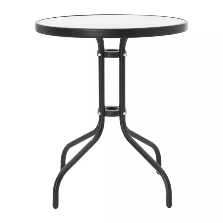 Watson-Sussie pakoworld dining table set of 3 pieces black metal-glass D60x70cm