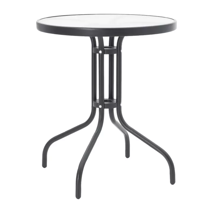 Watson-Sussie pakoworld dining table set of 3 pieces black metal-glass D60x70cm