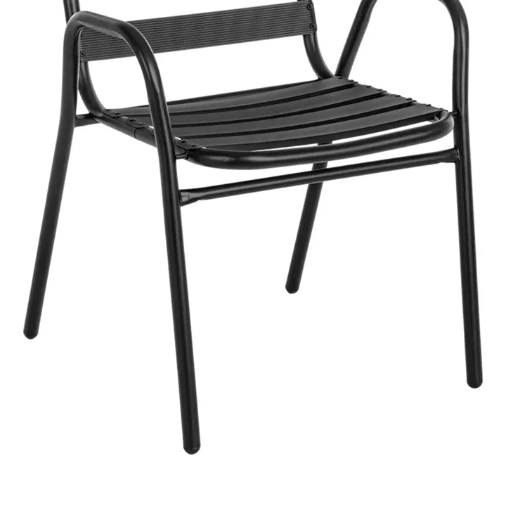 Watson-Sussie pakoworld dining table set of 3 pieces black metal-glass D60x70cm