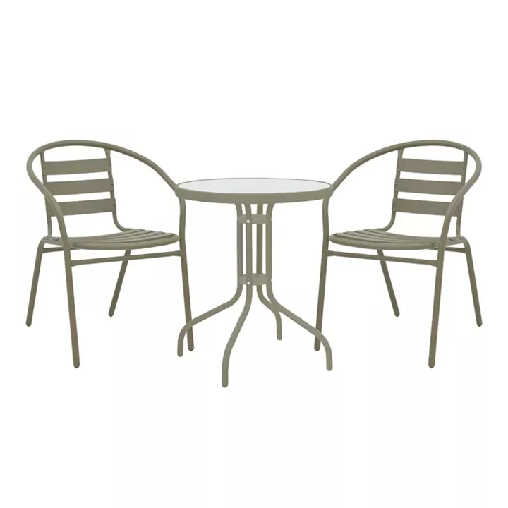 Watson-Tade pakoworld dining table set of 3 pieces champagne-glass metal D60x70cm