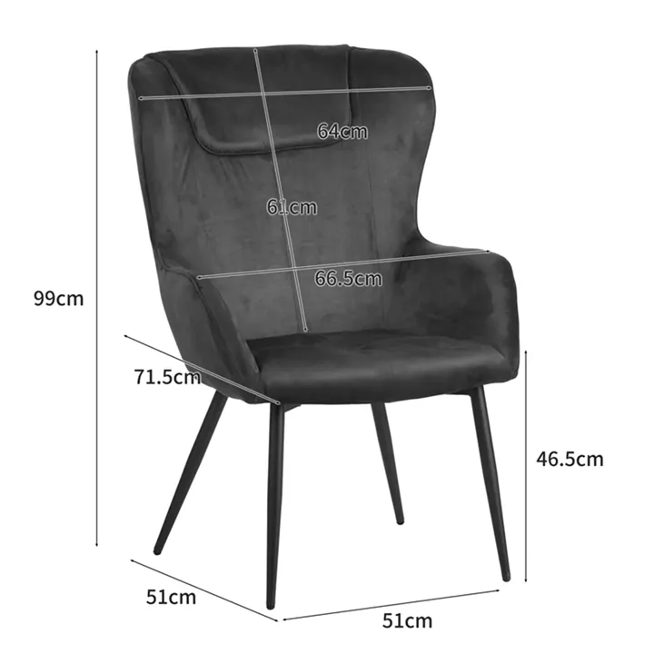 Armchair with footstool Rueda pakoworld velvet in yellow shade with black metal legs 71.5x66.5x99cm