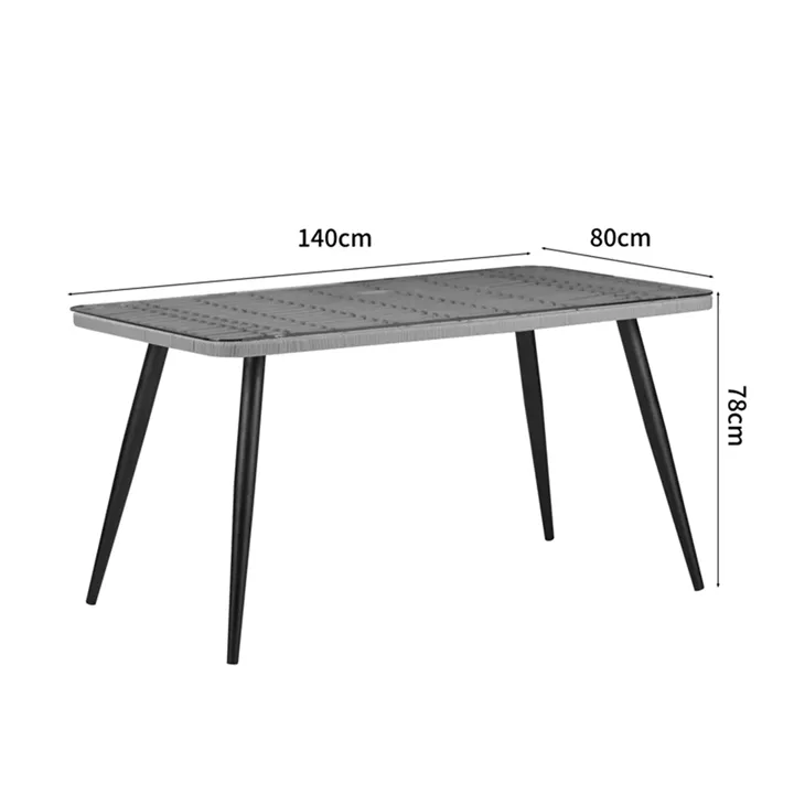 Τραπεζαρία Naoki σετ 5 τεμ pakoworld γυάλινο- pe rattan σε φυσική απόχρωση με μαυρα πόδια 140x80x78εκ