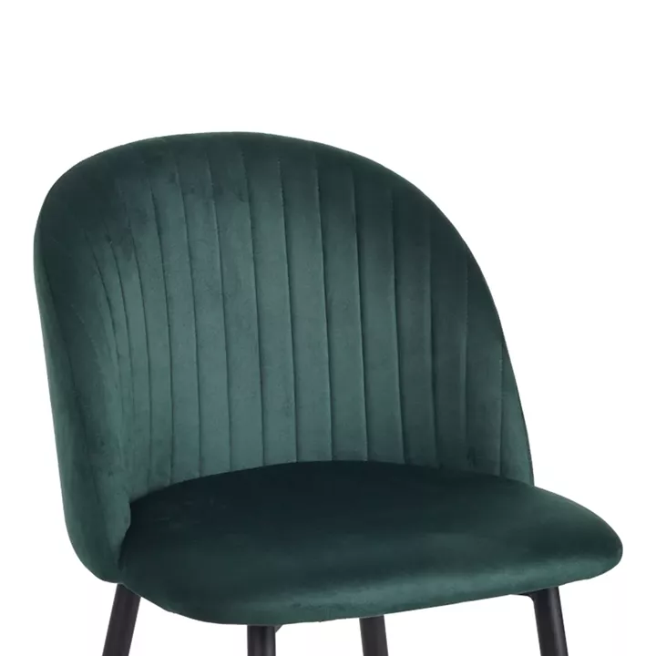 Barow pakoworld velvet bar stool in dark green shade with black metal legs 53x46.5x96.5