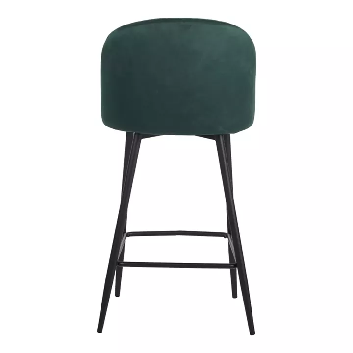 Barow pakoworld velvet bar stool in dark green shade with black metal legs 53x46.5x96.5