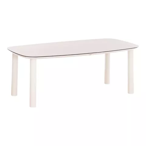 OUTDOOR DINING TABLE DOSUN HM6202.02 CREAM WHITE ALUMINUM-3D PRINT GLASS TOP IN CERAMIC LOOK 220x100x75H