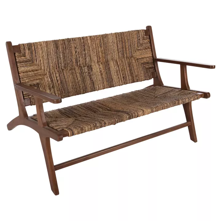 OUTDOOR SOFA 2-SEATER TONDO HM9915 SOLID TEAK WOOD-BANANA ROPE 120x76x68,5Hcm.