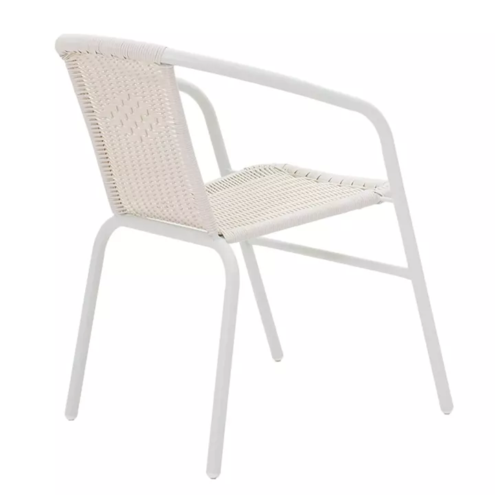 Watson-Obbi garden dining set 3pcs pakoworld metal white-glass Φ60x70cm
