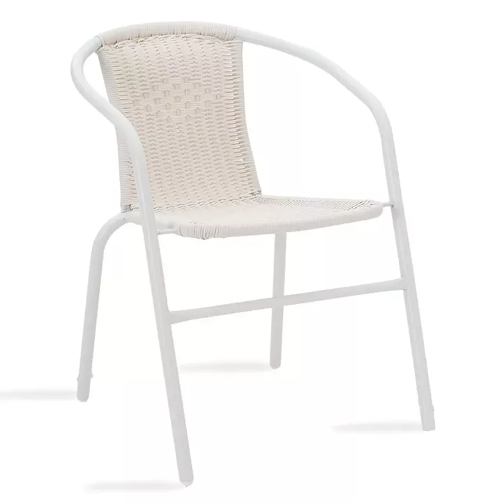 Watson-Obbi garden dining set 3pcs pakoworld metal white-glass Φ60x70cm