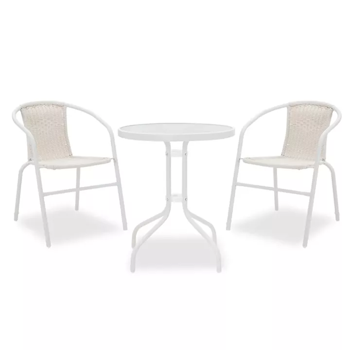 Watson-Obbi garden dining set 3pcs pakoworld metal white-glass Φ60x70cm