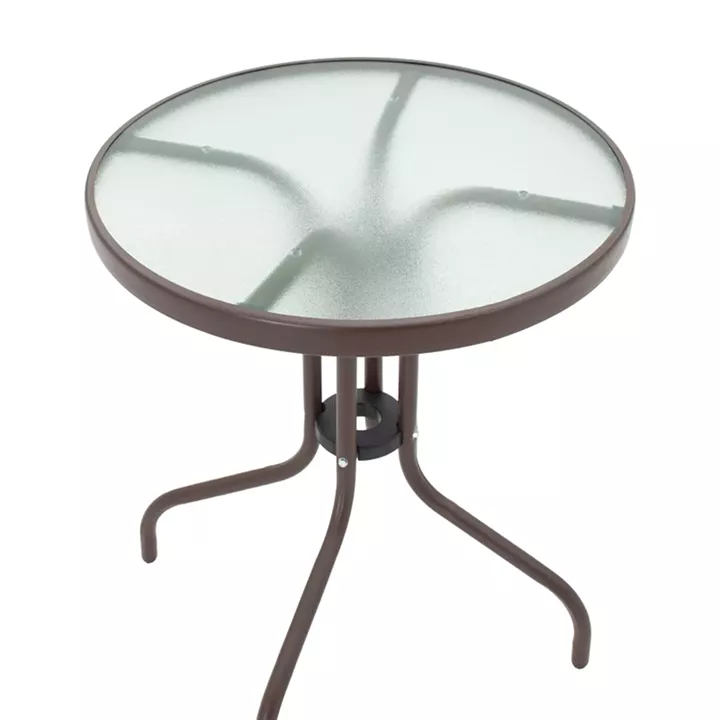 Watson-Sussie pakoworld dining table, brown metal and glass, Φ60x70cm