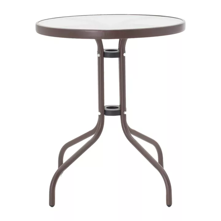 Watson-Sussie pakoworld dining table, brown metal and glass, Φ60x70cm