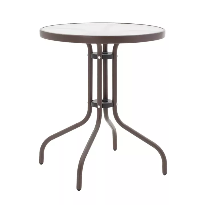 Watson-Sussie pakoworld dining table, brown metal and glass, Φ60x70cm