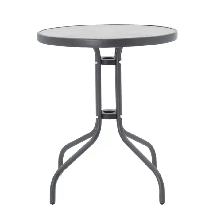 Dining table Watson-Lindaria pakoworld set of 3 pieces anthracite metal-glass Φ60x70cm
