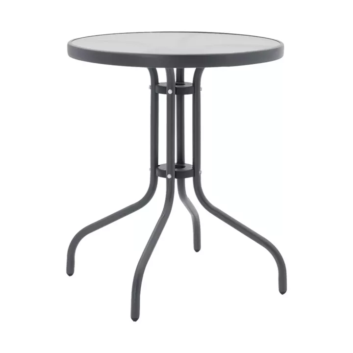 Dining table Watson-Lindaria pakoworld set of 3 pieces anthracite metal-glass Φ60x70cm