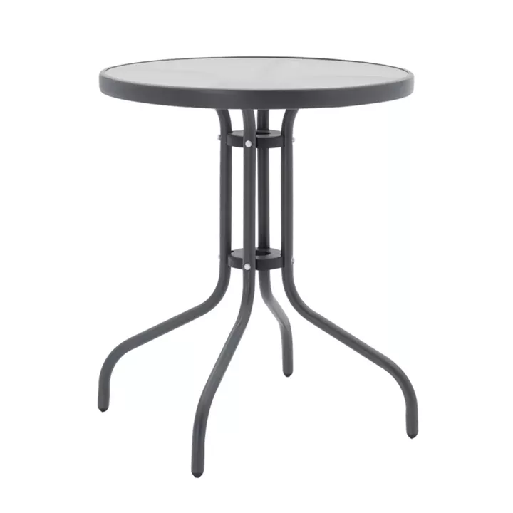Dining table Watson-Lindaria pakoworld set of 3 pieces anthracite metal-glass Φ60x70cm
