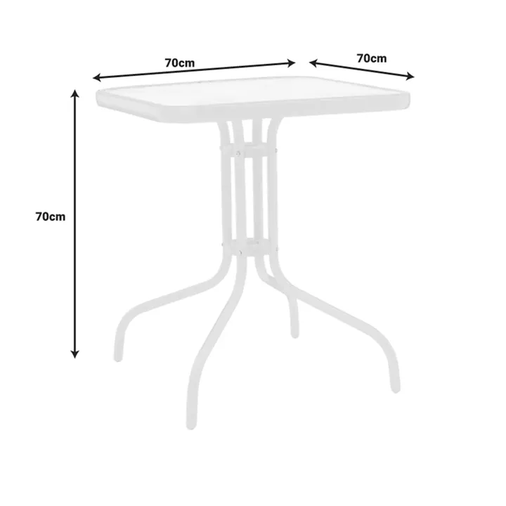 Watson-Calan dining table pakoworld white metal-glass 70x70x70cm