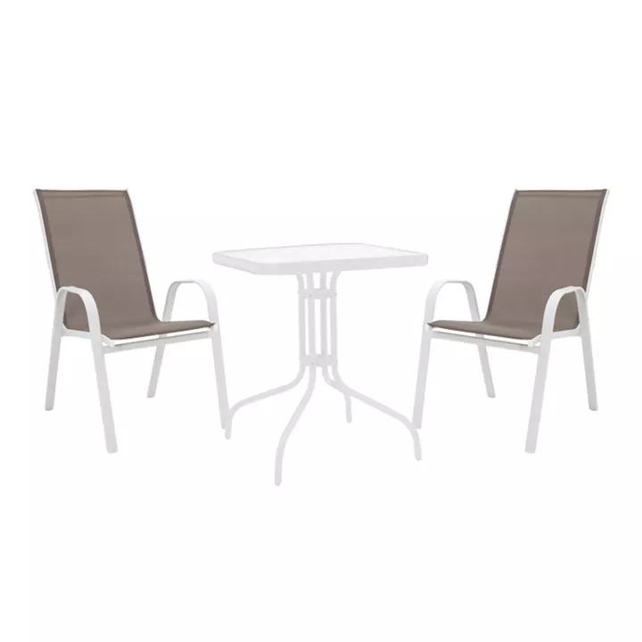 Watson-Calan dining table pakoworld white metal-glass 70x70x70cm