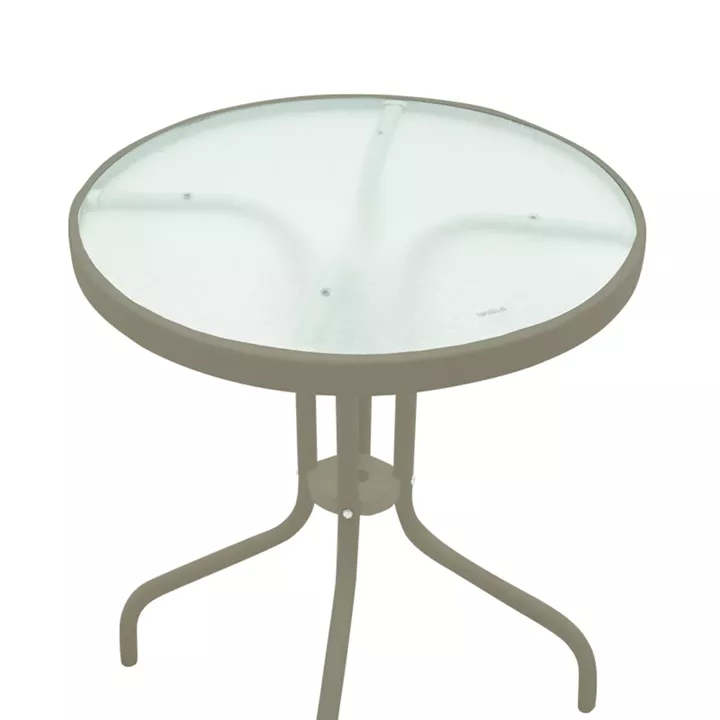 Τραπεζαρία Watson-Sussie pakoworld σετ 3τεμ μέταλλο σαμπανιζέ-γυαλί Φ60x70εκ