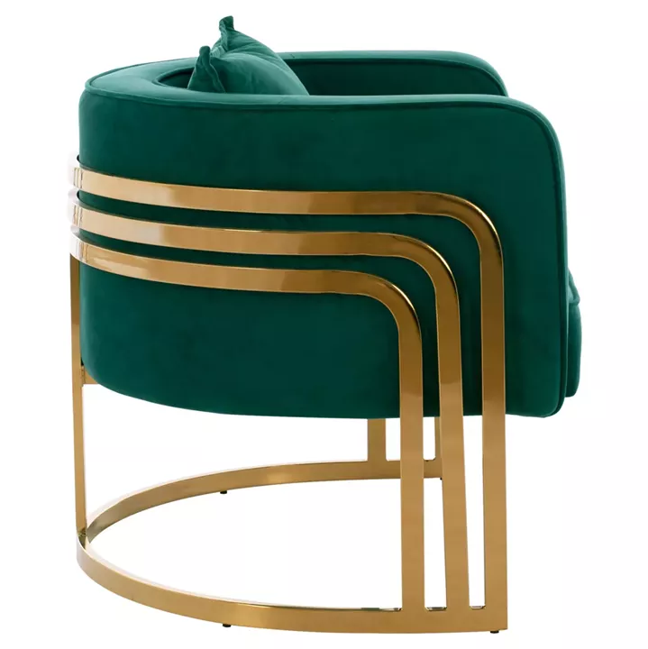 TIANA ARMCHAIR WITH GOLD METAL FRAME AND LOW BACK IN A SEMI-CIRCULAR ARRANGEMENT HM8738.03