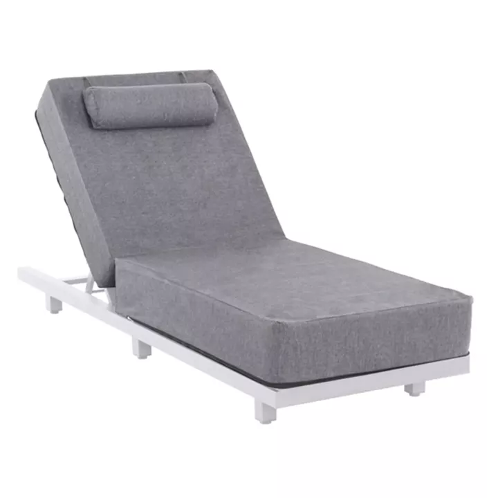 PROFESSIONAL SUNLOUNGER JESSIE HM10714.01 WHITE ALUMINUM-GREY CUSHION 200x71x35.5-95Hcm.