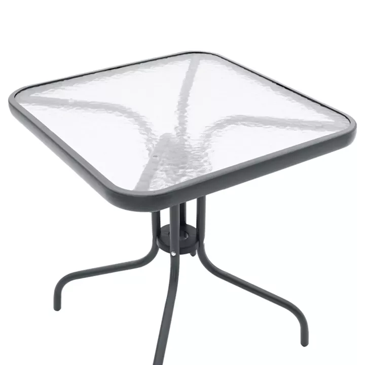 Τραπεζαρία Watson-Lindaria pakoworld μέταλλο ανθρακί-γυαλί και pe rattan σε φυσική απόχρωση 70x70x70εκ