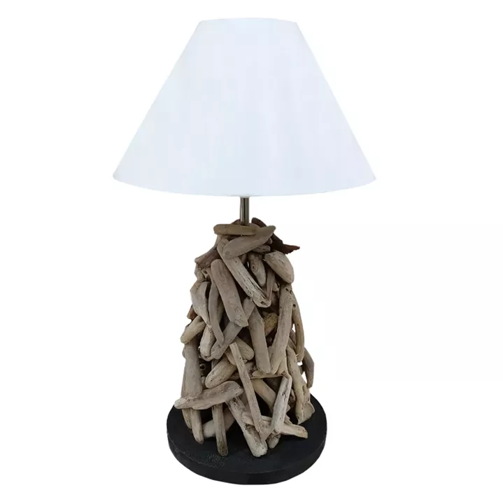 TABLE LAMP TWIGGY HM4423 DRIFTWOOD & WHITE CAP Φ25x55Hcm.