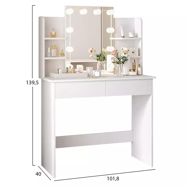 ΤΟΥΑΛΕΤΑ ΜΕ ΦΩΤΙΣΜΟ LED-ΡΑΦΙΑ-ΣΥΡΤΑΡΙΑ LAURYN HM2502.03 ΛΕΥΚΟ 101.8x40x139.5Υεκ