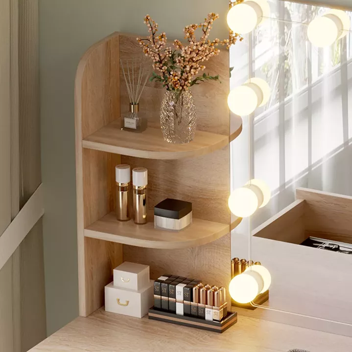 DRESSING TABLE WITH LED LIGHTS-SHELVES-DRAWERS LAURYN HM2502.01 SONAMA COLOR 101.8x40x139.5Hcm.