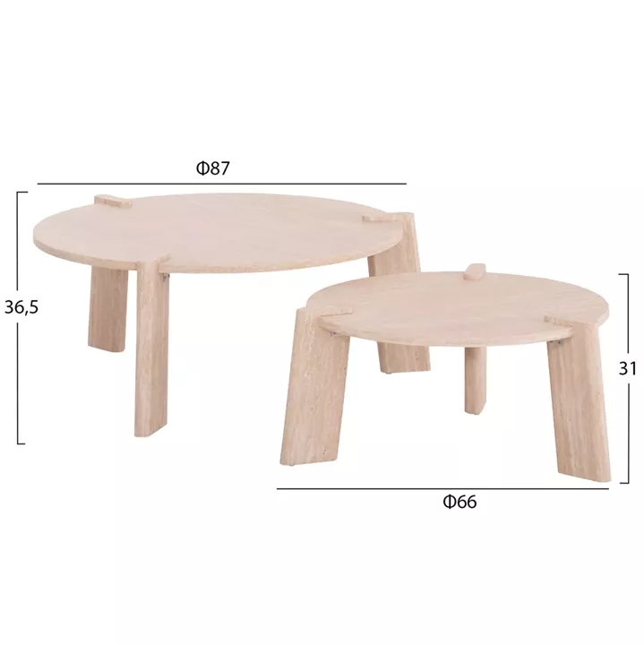ΣΕΤ 2ΤΜΧ ΤΡΑΠΕΖΙΑ ΣΑΛΟΝΙΟΥ EQUIL HM9943.01 MDF ΜΕ ΜΕΛΑΜΙΝΗ-ΦΥΣΙΚΟ 66x66εκ + 87x87εκ