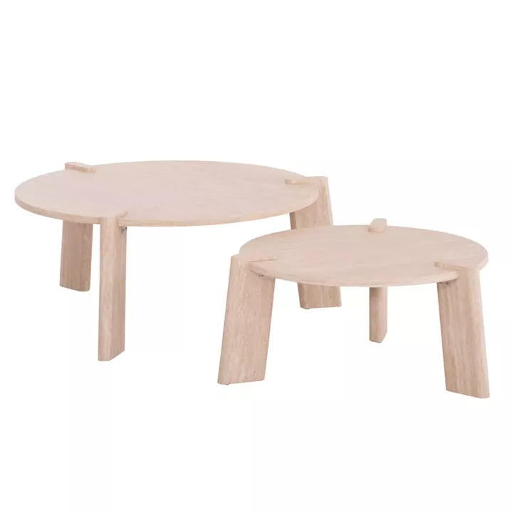 ΣΕΤ 2ΤΜΧ ΤΡΑΠΕΖΙΑ ΣΑΛΟΝΙΟΥ EQUIL HM9943.01 MDF ΜΕ ΜΕΛΑΜΙΝΗ-ΦΥΣΙΚΟ 66x66εκ + 87x87εκ