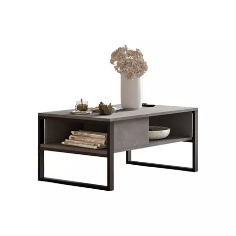 Τραπέζι σαλονιού Honora pakoworld ανθρακί antique-μαύρο 100x60x44.5εκ